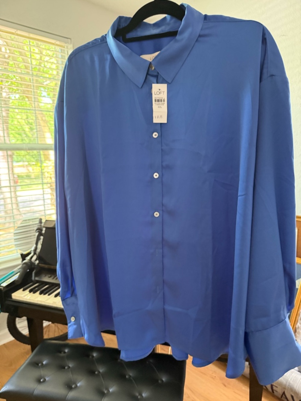 LOFT Royal Blue Button-Front Blouse